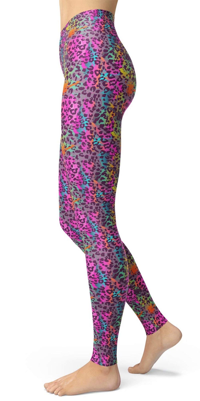 sissycos Women's 80s Leggings Artistic Splash Printed Buttery Soft Stretchy Pants (Medium, Colorful Leopard) - Image 4